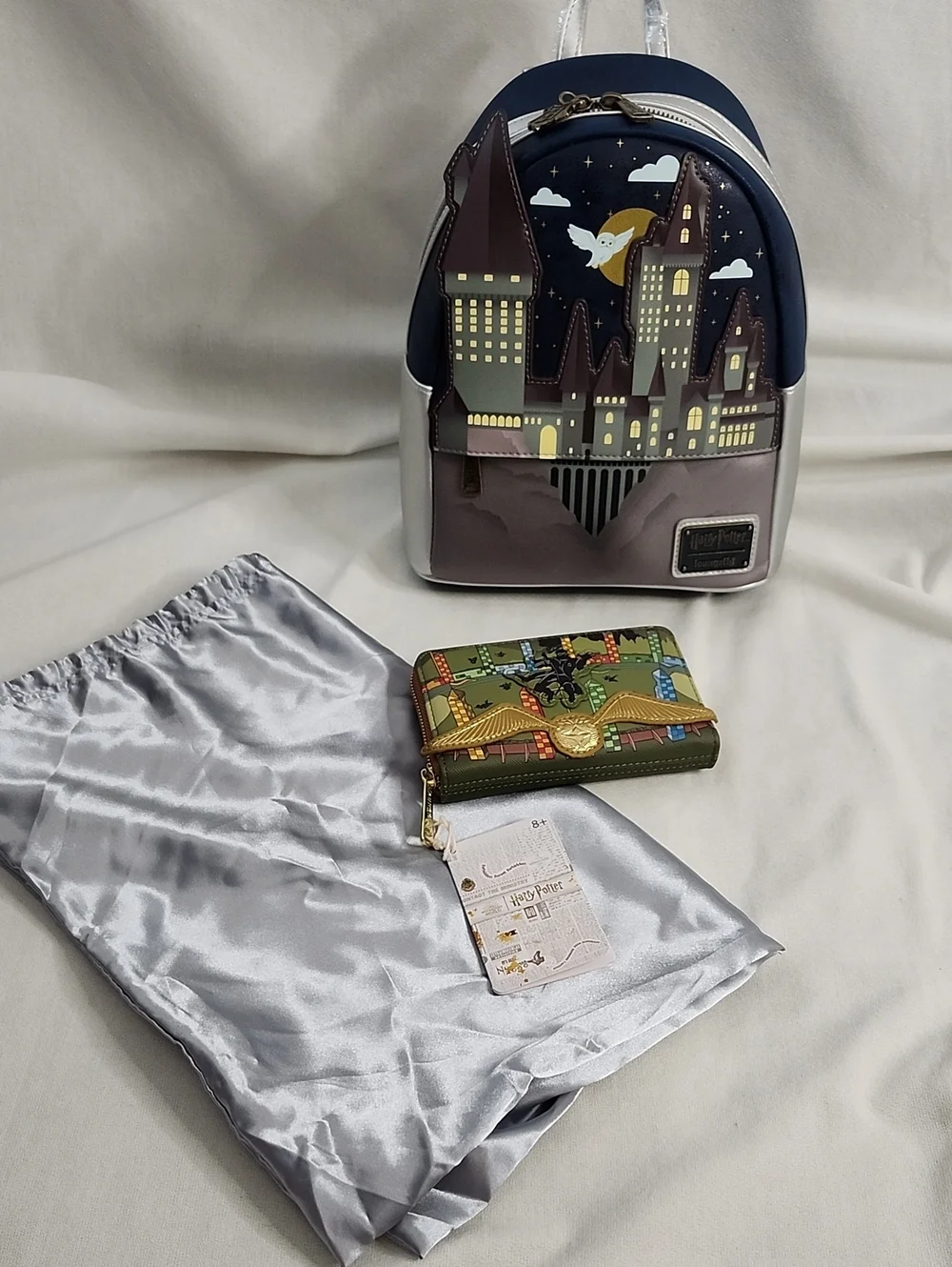 Loungefly Hogwarts Castle Mini Backpack and Golden Snitch Zip Wallet